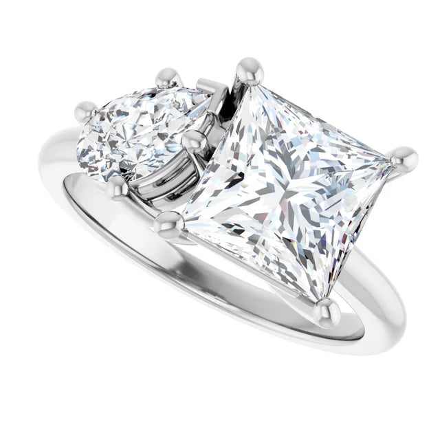 14K White Gold 3.40 CTW Cushion Two-Stone Lab Grown Diamond Engagement Ring
