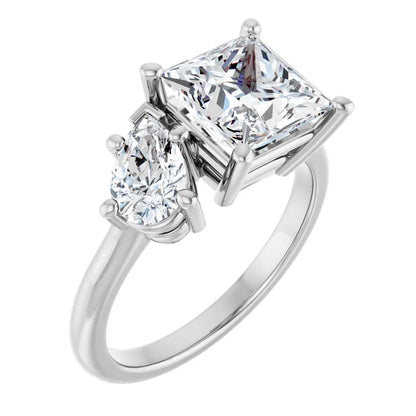 14K White Gold 3.40 CTW Cushion Two-Stone Lab Grown Diamond Engagement Ring