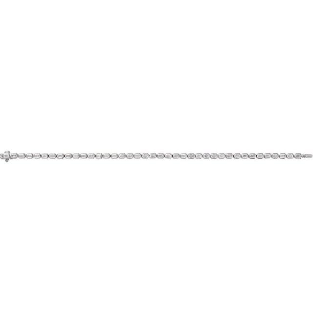 14K White Gold 6.25 CTW Emerald Cut Bezel Lab Grown Diamond Line Bracelet