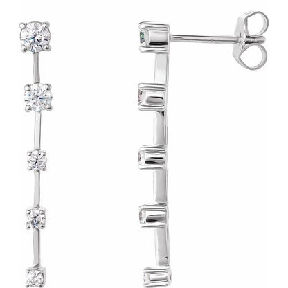 14K White Gold 0.75 CTW Round Prong-Set Lab Grown Diamond Drop Earrings