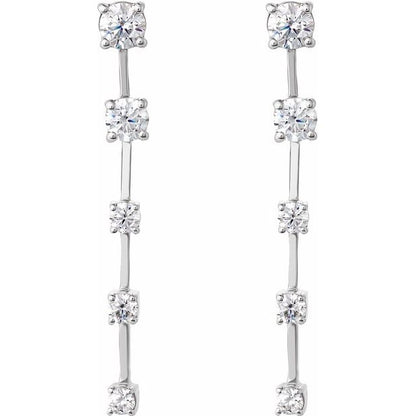 14K White Gold 0.75 CTW Round Prong-Set Lab Grown Diamond Drop Earrings
