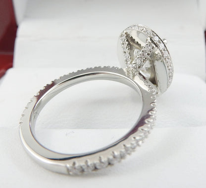 19K White Gold 2.10ct Oval Diamond Halo Engagement Ring