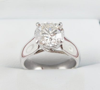 18K White Gold 2.05 CTW  Round Diamond Solitaire Engagement Ring