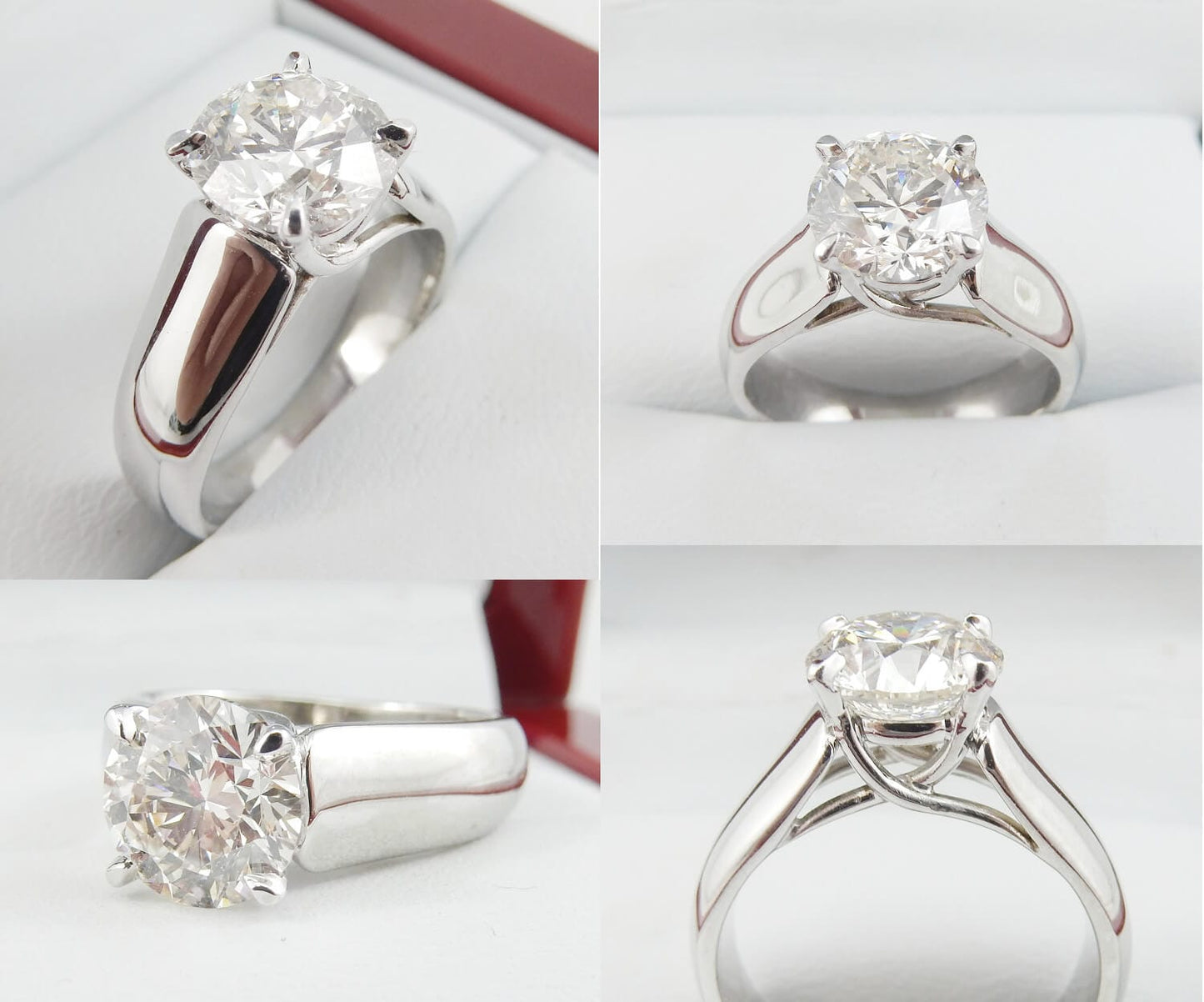 18K White Gold 2.05 CTW  Round Diamond Solitaire Engagement Ring