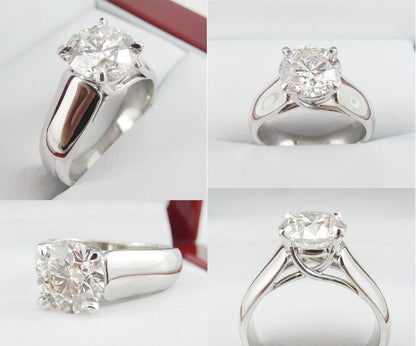 18K White Gold 2.05 CTW  Round Diamond Solitaire Engagement Ring