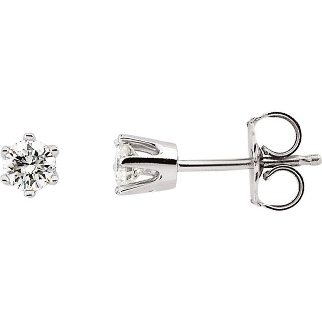 14K White Gold 0.33 CTW Round Prong-Set Diamond Stud Earrings