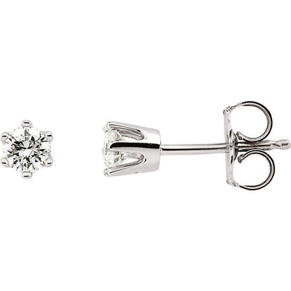14K White Gold 0.33 CTW Round Prong-Set Diamond Stud Earrings