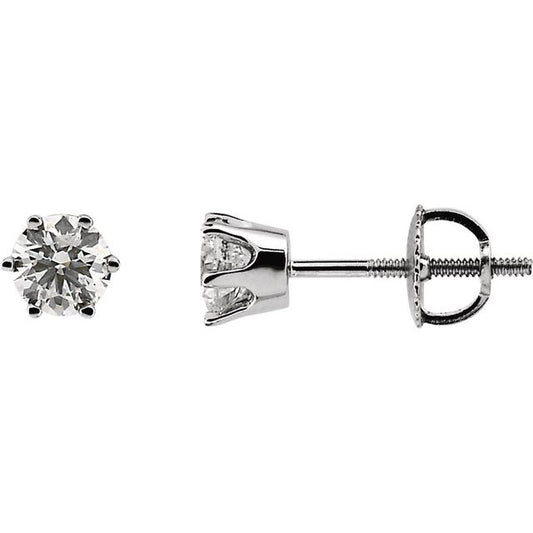 14K White Gold 0.75 CTW Round Prong-Set Diamond Stud Earrings