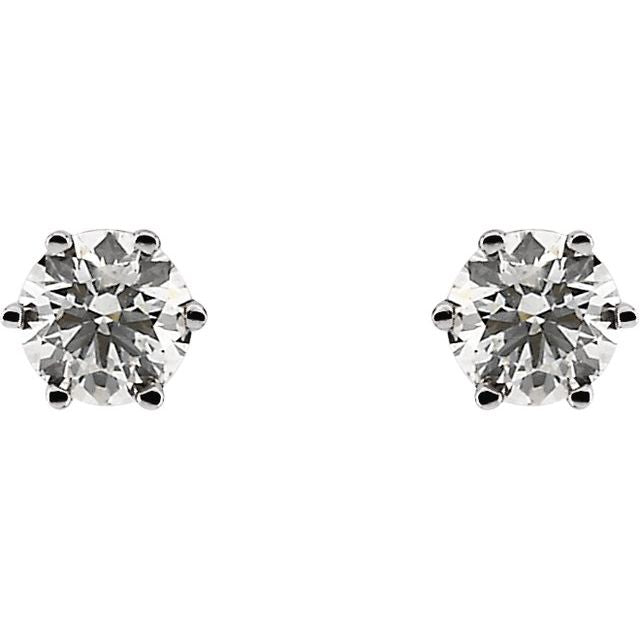 14K White Gold 0.75 CTW Round Prong-Set Diamond Stud Earrings