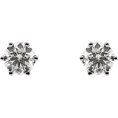 14K White Gold 0.75 CTW Round Prong-Set Diamond Stud Earrings