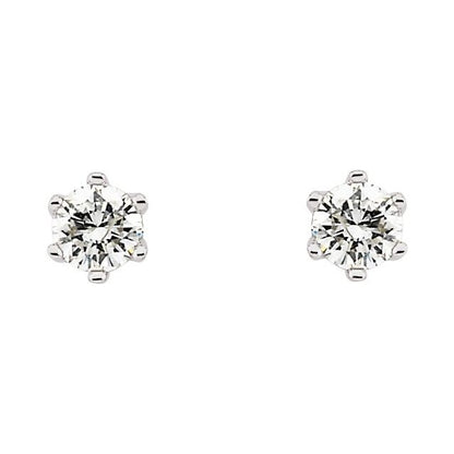 14K White Gold 0.33 CTW Round Prong-Set Diamond Stud Earrings