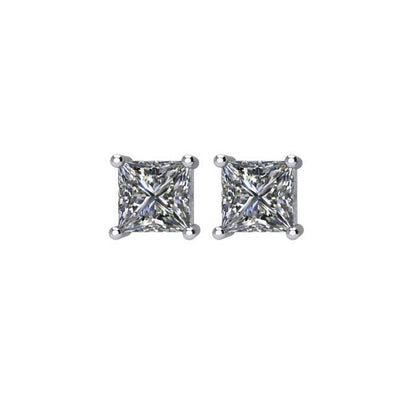 14K White Gold 0.50 CTW Princess Prong-Set Diamond Stud Earrings