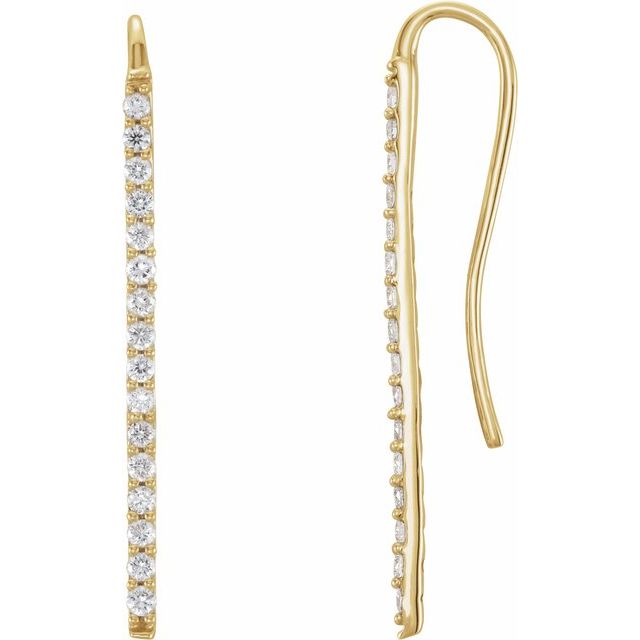 14K Yellow Gold 0.33 CTW Round Prong-Set Diamond Bar Drop Earrings
