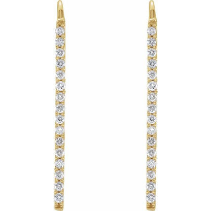 14K Yellow Gold 0.33 CTW Round Prong-Set Diamond Bar Drop Earrings