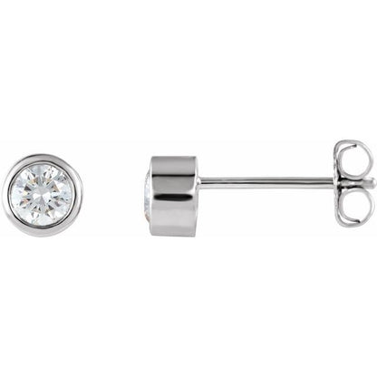 Platinum 0.50 CTW Round Bezel Diamond Stud Earrings