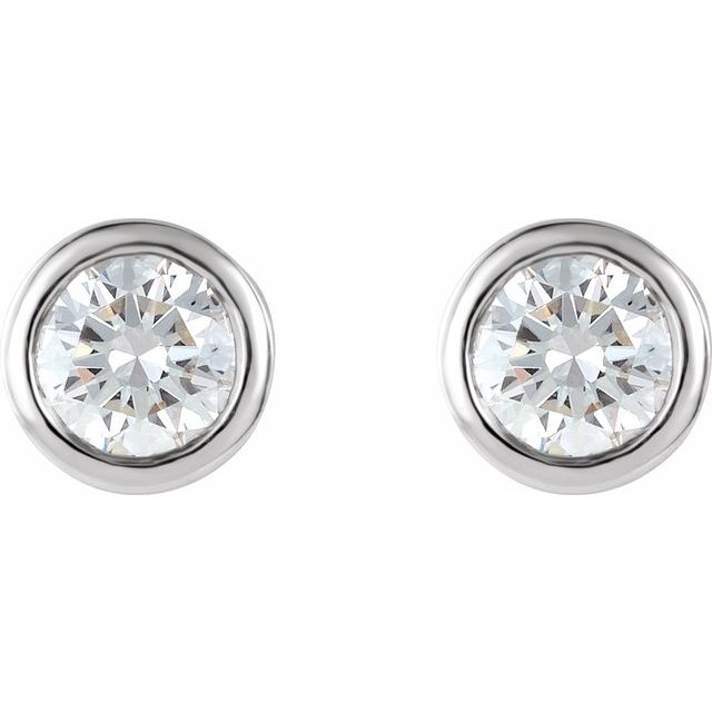 Platinum 0.50 CTW Round Bezel Diamond Stud Earrings