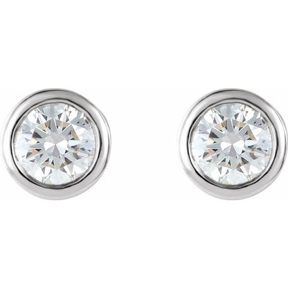 Platinum 0.50 CTW Round Bezel Diamond Stud Earrings