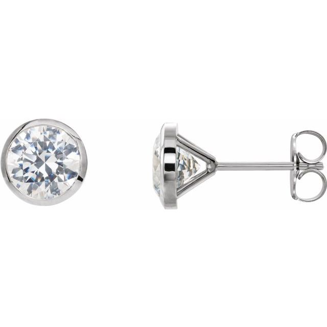 14K White Gold 0.33 CTW Round Bezel Diamond Cocktail-Style Earrings