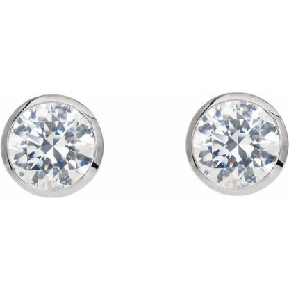 14K White Gold 0.33 CTW Round Bezel Diamond Cocktail-Style Earrings