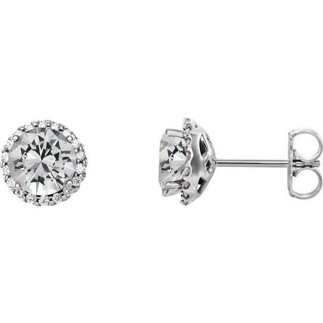 Platinum 1.33 CTW Round Prong-Set Diamond Stud Earrings