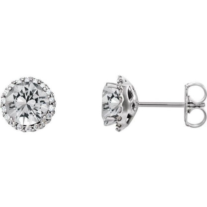 Platinum 1.33 CTW Round Prong-Set Diamond Stud Earrings