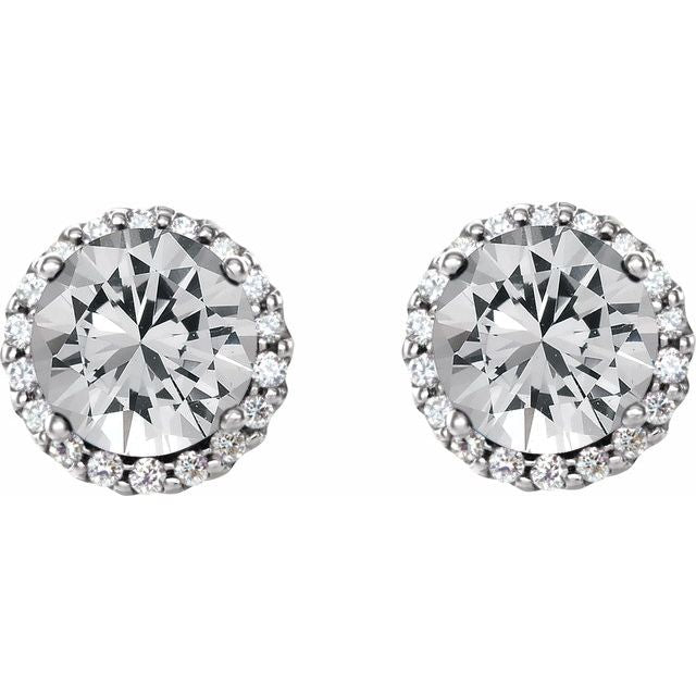Platinum 1.33 CTW Round Prong-Set Diamond Stud Earrings