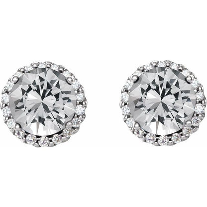 Platinum 1.33 CTW Round Prong-Set Diamond Stud Earrings
