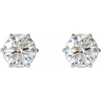 14K White Gold 2.00 CTW Round Prong-Set Lab Grown Diamond Stud Earrings