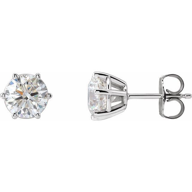 14K White Gold 2.00 CTW Round Prong-Set Lab Grown Diamond Stud Earrings