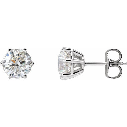14K White Gold 2.00 CTW Round Prong-Set Lab Grown Diamond Stud Earrings