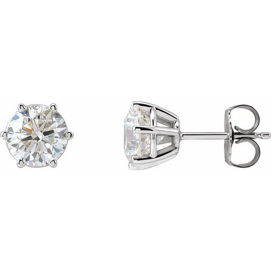 14K White Gold 2.00 CTW Round Prong-Set Lab Grown Diamond Stud Earrings