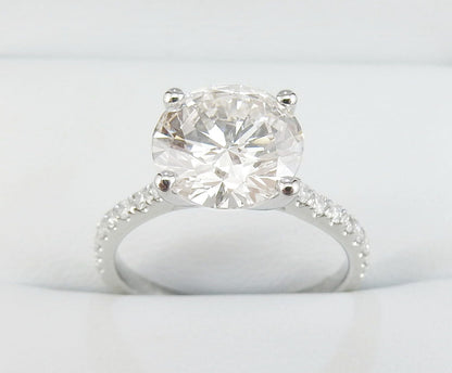 19K White Gold 2.81 CTW Round Brilliant Pavé Band Diamond Engagement Ring