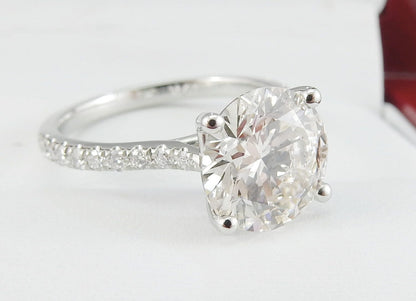 19K White Gold 2.81 CTW Round Brilliant Pavé Band Diamond Engagement Ring
