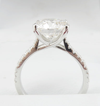 19K White Gold 2.81 CTW Round Brilliant Pavé Band Diamond Engagement Ring