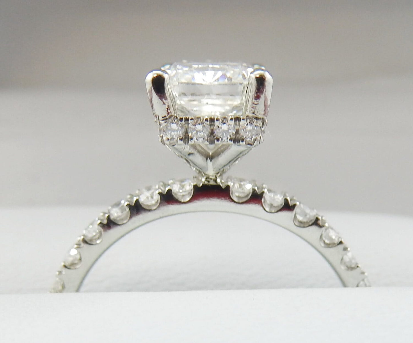 19K White Gold 1.50 CTW Radiant Cut Pavé Band Diamond Engagement Ring