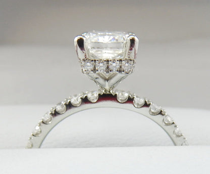 19K White Gold 1.50 CTW Radiant Cut Pavé Band Diamond Engagement Ring