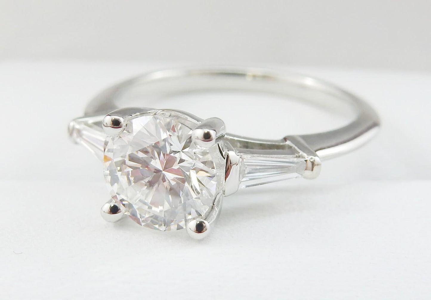Platinum 1.02 CTW Round Brilliant Three-Stone Diamond Engagement Ring