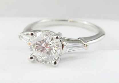 Platinum 1.02 CTW Round Brilliant Three-Stone Diamond Engagement Ring