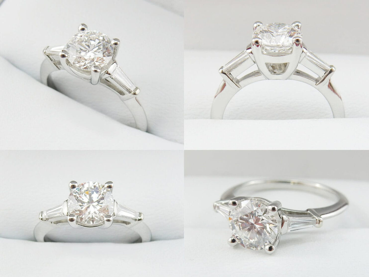 Platinum 1.02 CTW Round Brilliant Three-Stone Diamond Engagement Ring