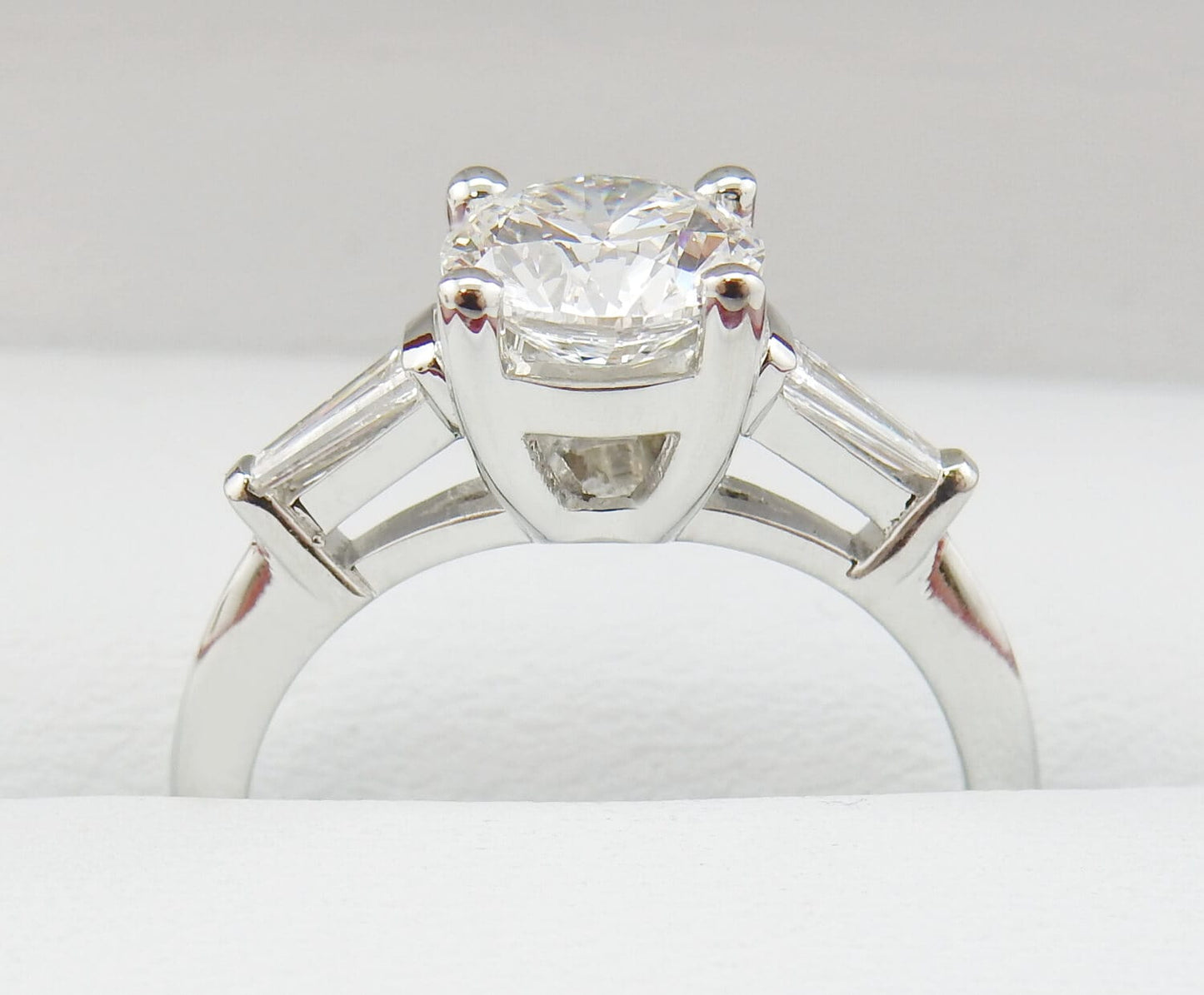 Platinum 1.02 CTW Round Brilliant Three-Stone Diamond Engagement Ring