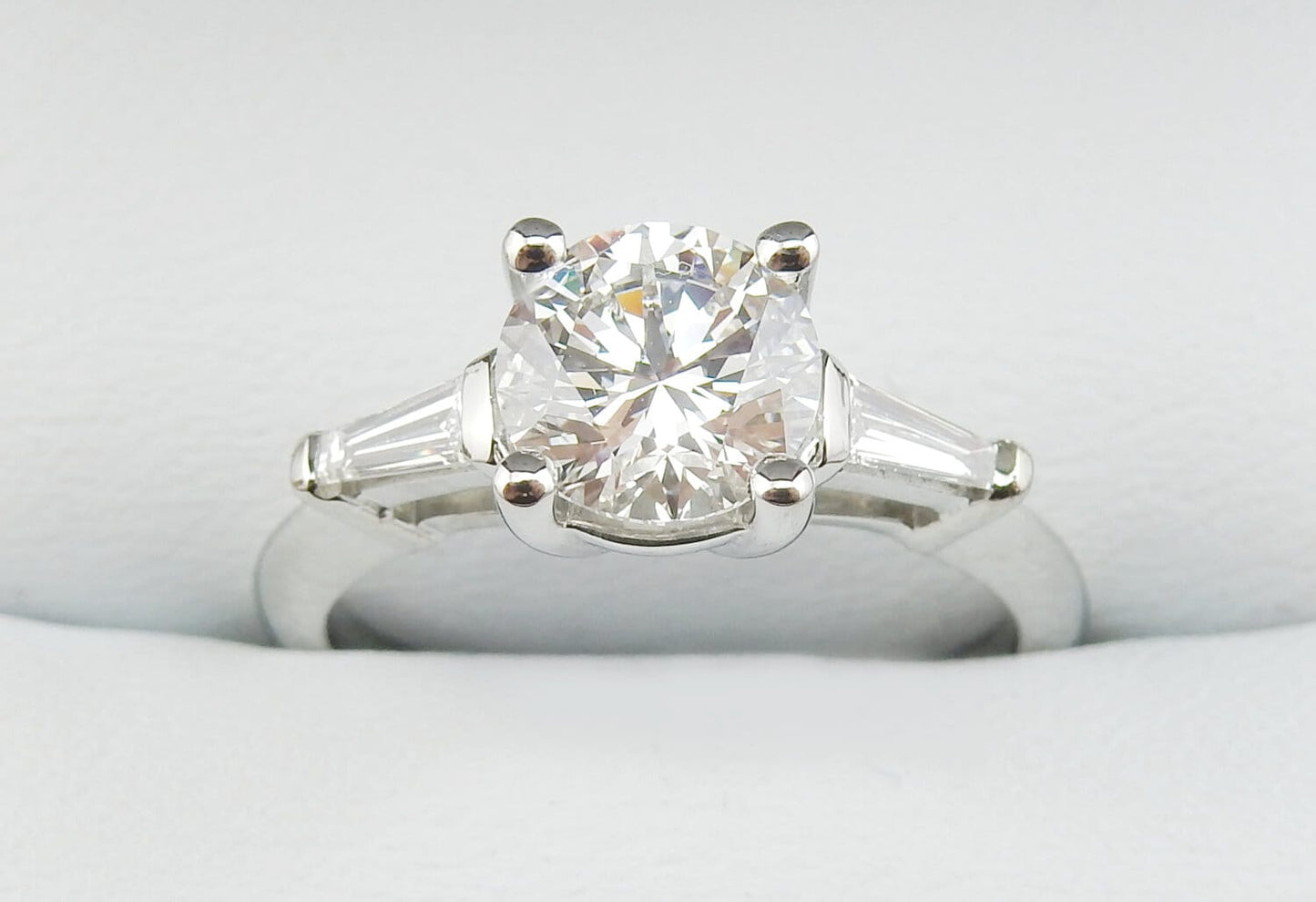 Platinum 1.02 CTW Round Brilliant Three-Stone Diamond Engagement Ring