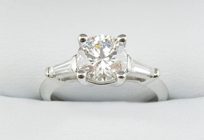 Platinum 1.02 CTW Round Brilliant Three-Stone Diamond Engagement Ring