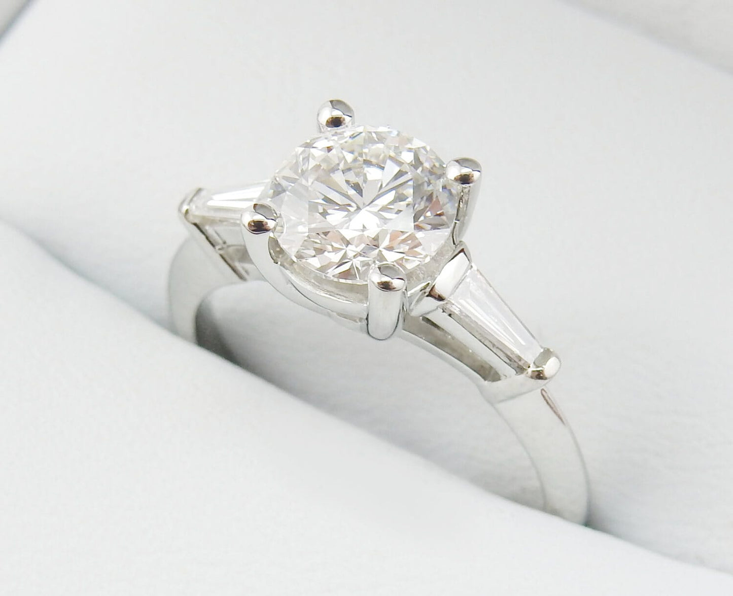 Platinum 1.02 CTW Round Brilliant Three-Stone Diamond Engagement Ring