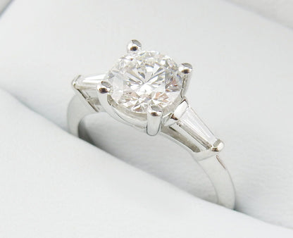 Platinum 1.02 CTW Round Brilliant Three-Stone Diamond Engagement Ring