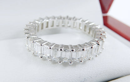 19K White Gold 3.00 CTW Emerald-Cut Diamond Eternity Band