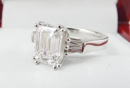 Platinum 2.05 CTW Emerald Cut Three-Stone Diamond Engagement Ring-diamondnetjewellery