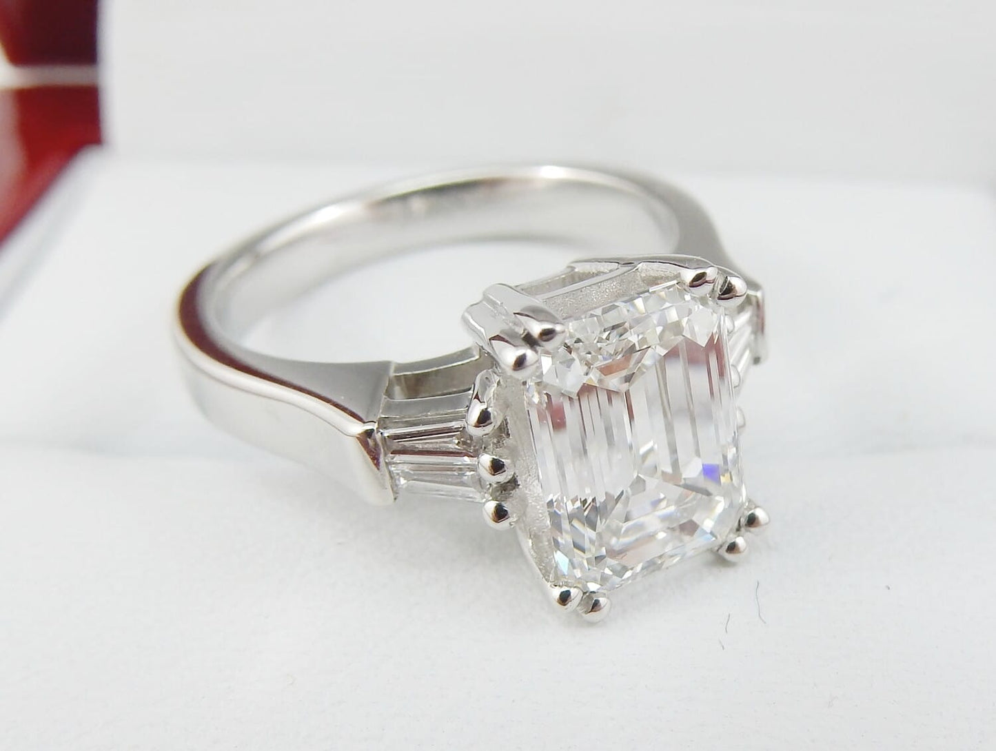 Platinum 2.05 CTW Emerald Cut Three-Stone Diamond Engagement Ring-diamondnetjewellery