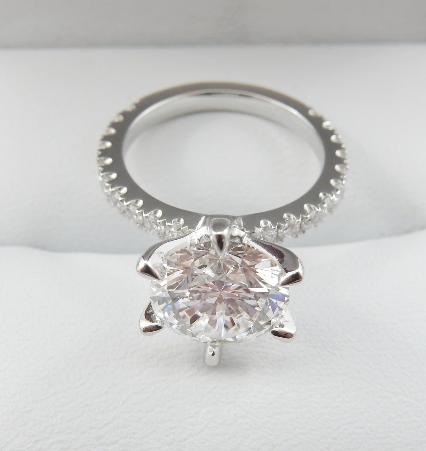 Platinum 2.81 CTW Round Brilliant Pavé Band Diamond Engagement Ring