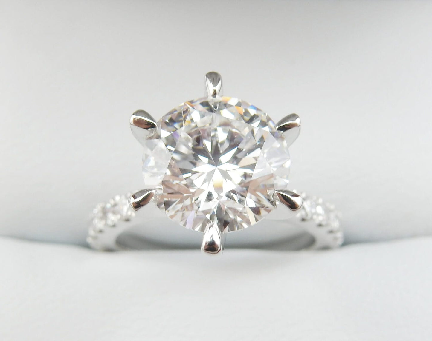 Platinum 2.81 CTW Round Brilliant Pavé Band Diamond Engagement Ring