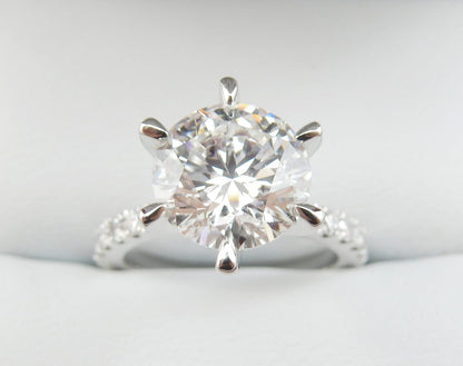 Platinum 2.81 CTW Round Brilliant Pavé Band Diamond Engagement Ring